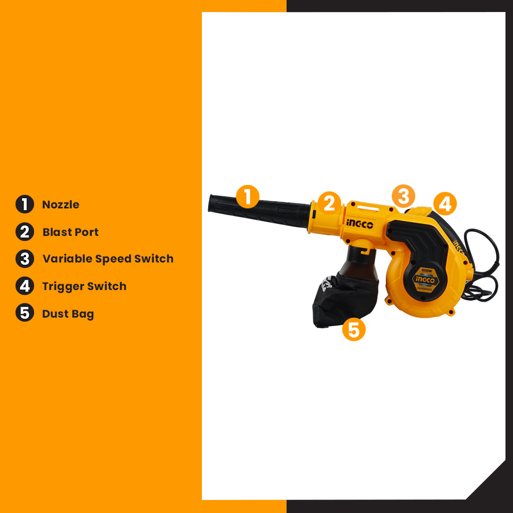 Electric Aspirator Vacuum Blower 800W with Variable Speed AB8008P