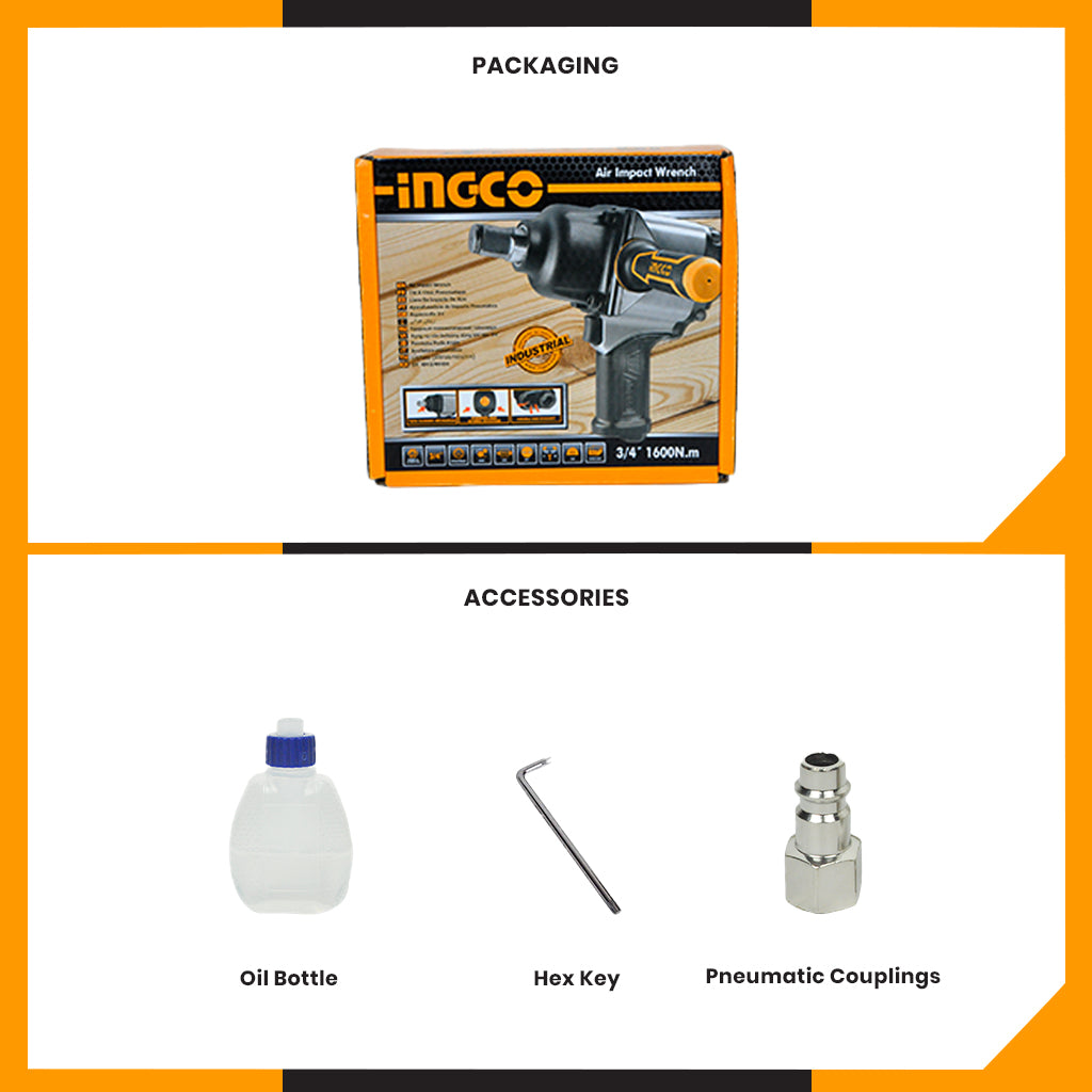 3/4 Inches (1600Nm) Air Impact Wrench AIW341302