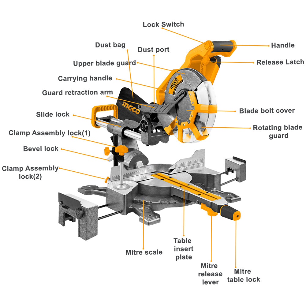 Electric Mitre Saw 2400W 12 Inch Aluminum Cutting Table BM2S24001