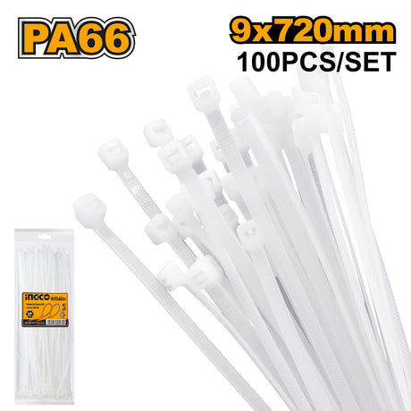 100 Pcs Multipurpose Nylon Cable Ties Self Locking Zip Ties Cable 9.0mm HCT55090 / HCT72090 / HCT76090