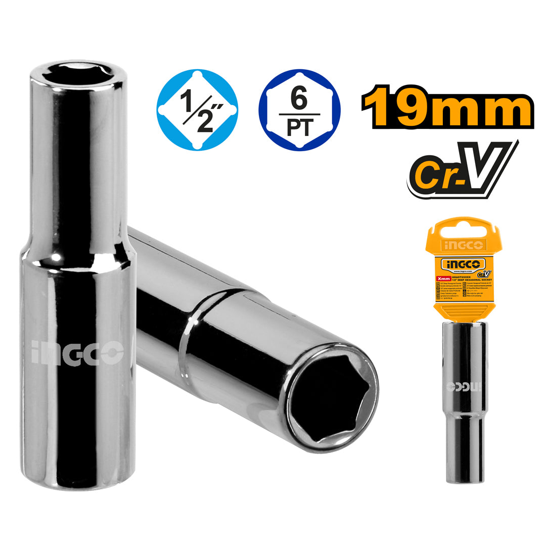 1/2 Inch Deep Hexagonal Socket 19mm HHAST12193L