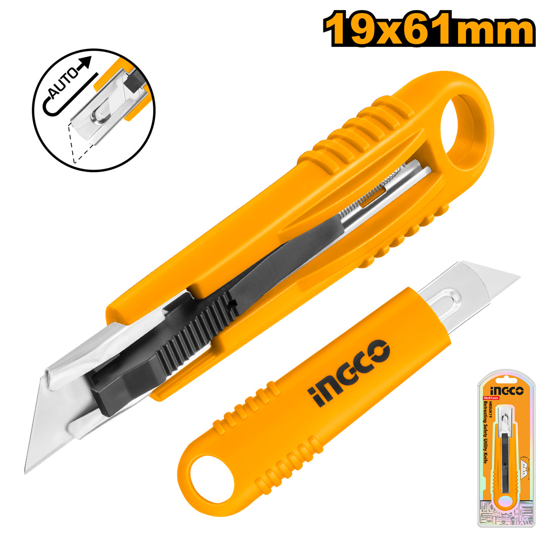 140mm Retracting Safety Utility Knife 19x61mm HRSUK19
