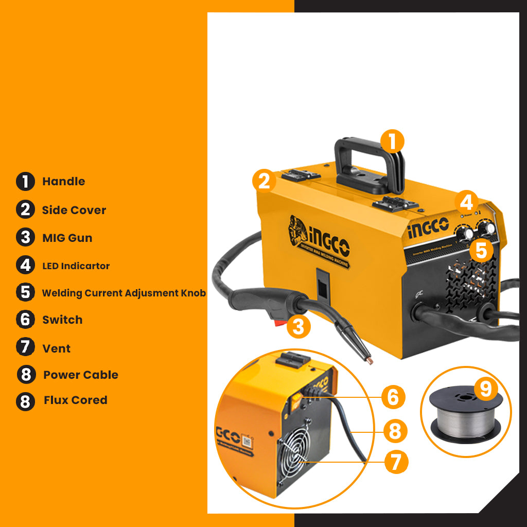 Inverter Flux Cord Arc Welding MIG Welding Machine 220V ING-FC22012PL